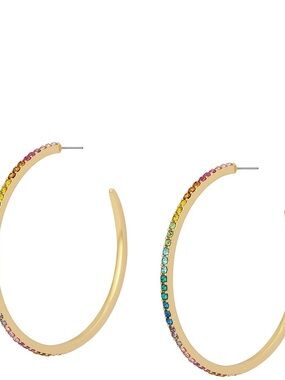Kurt Geiger Gold Hoop Earrings with Rainbow Crystals